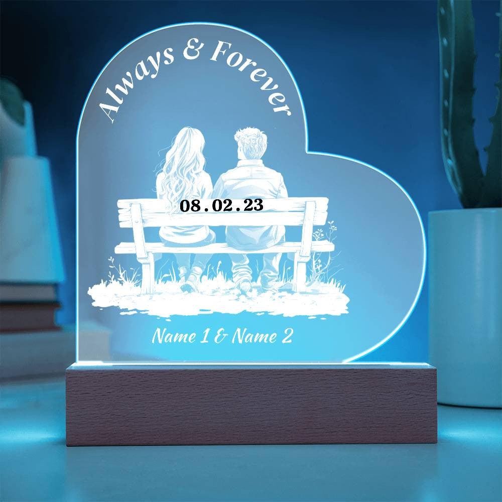 Personalized Always And Forever Acrylic Heart Plaque