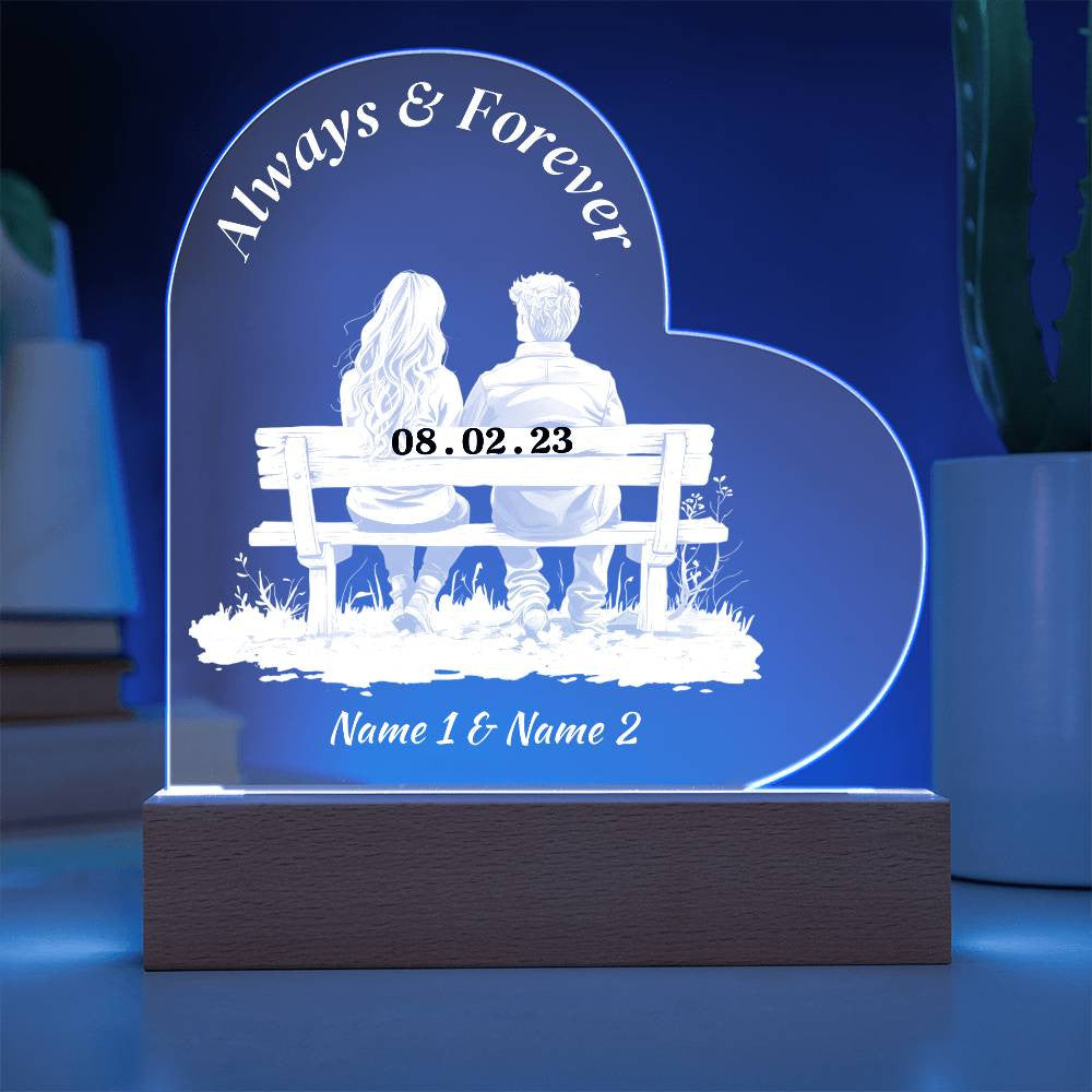 Personalized Always And Forever Acrylic Heart Plaque