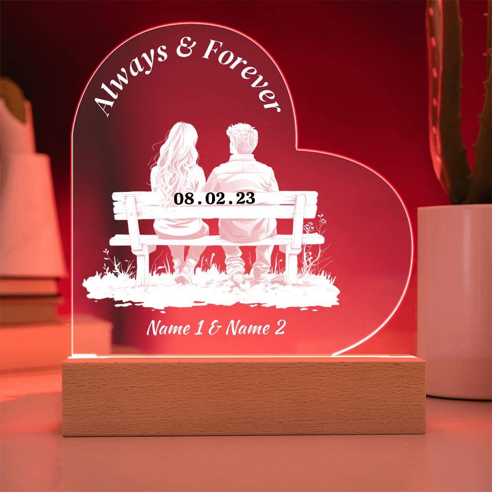 Personalized Always And Forever Acrylic Heart Plaque