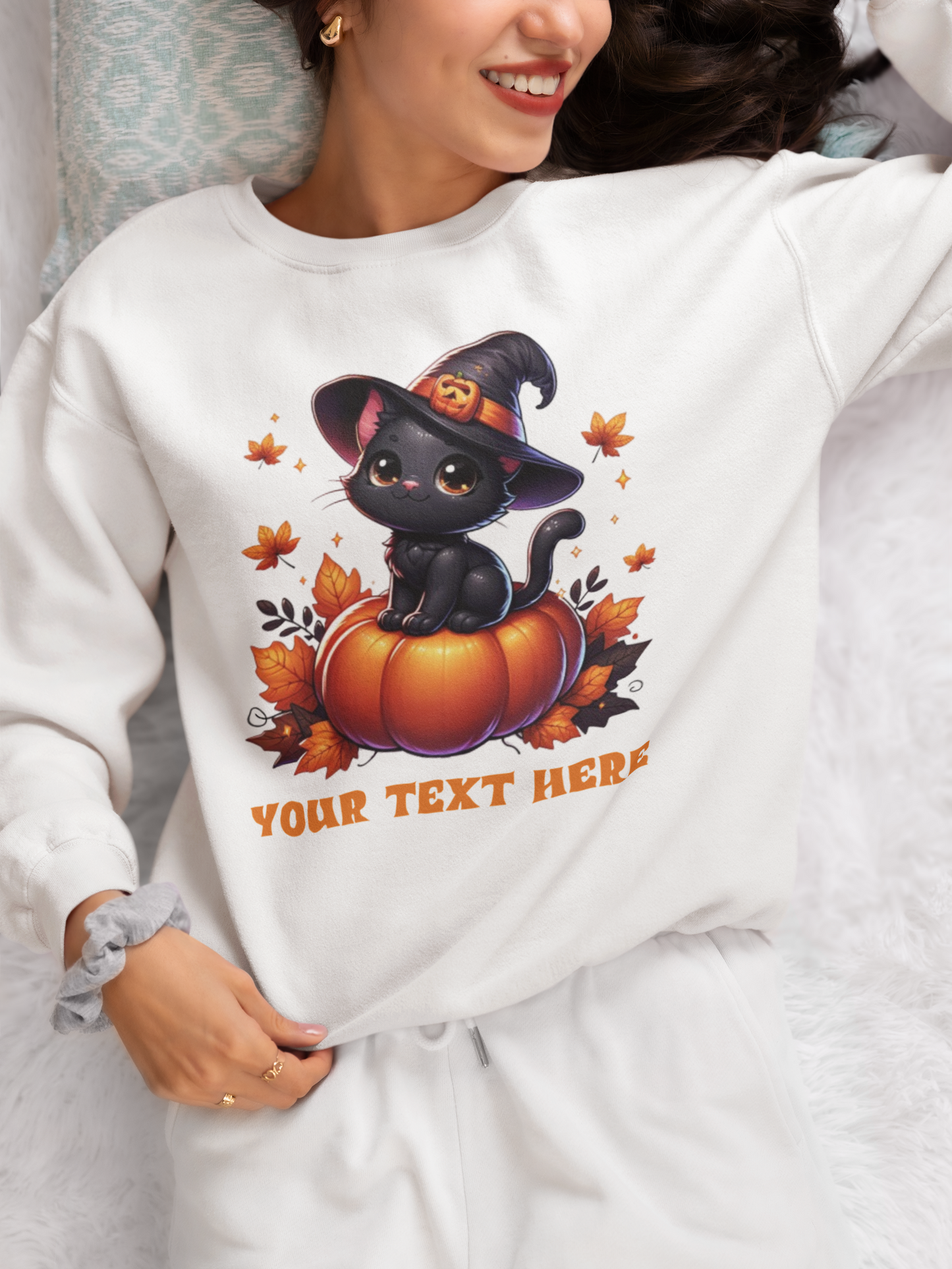 Personalized Halloween Black Cat Sweatshirt