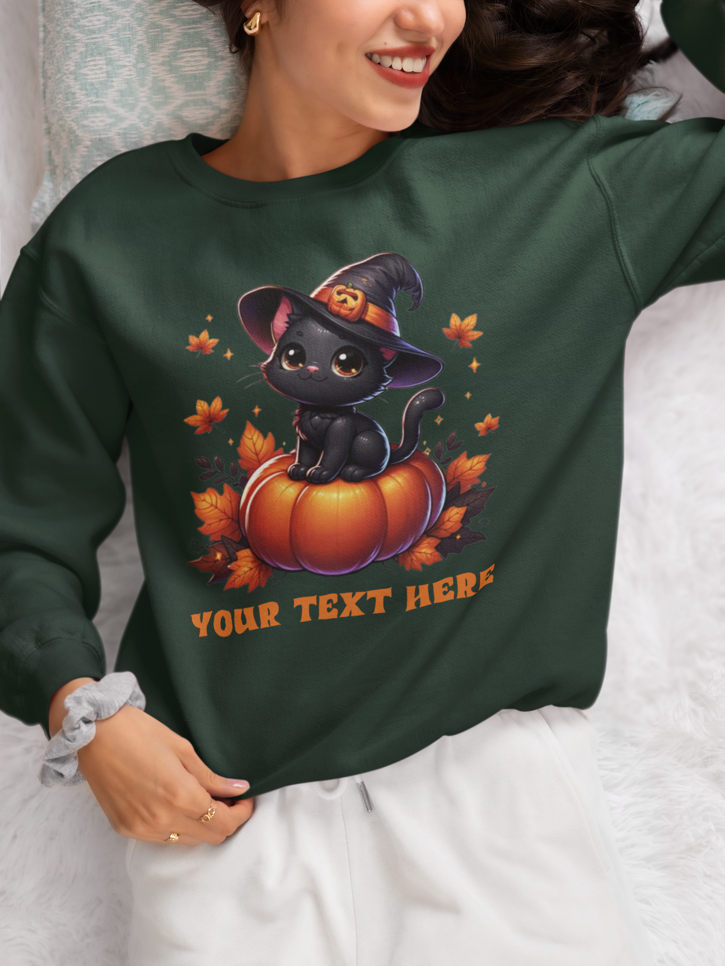 Personalized Halloween Black Cat Sweatshirt