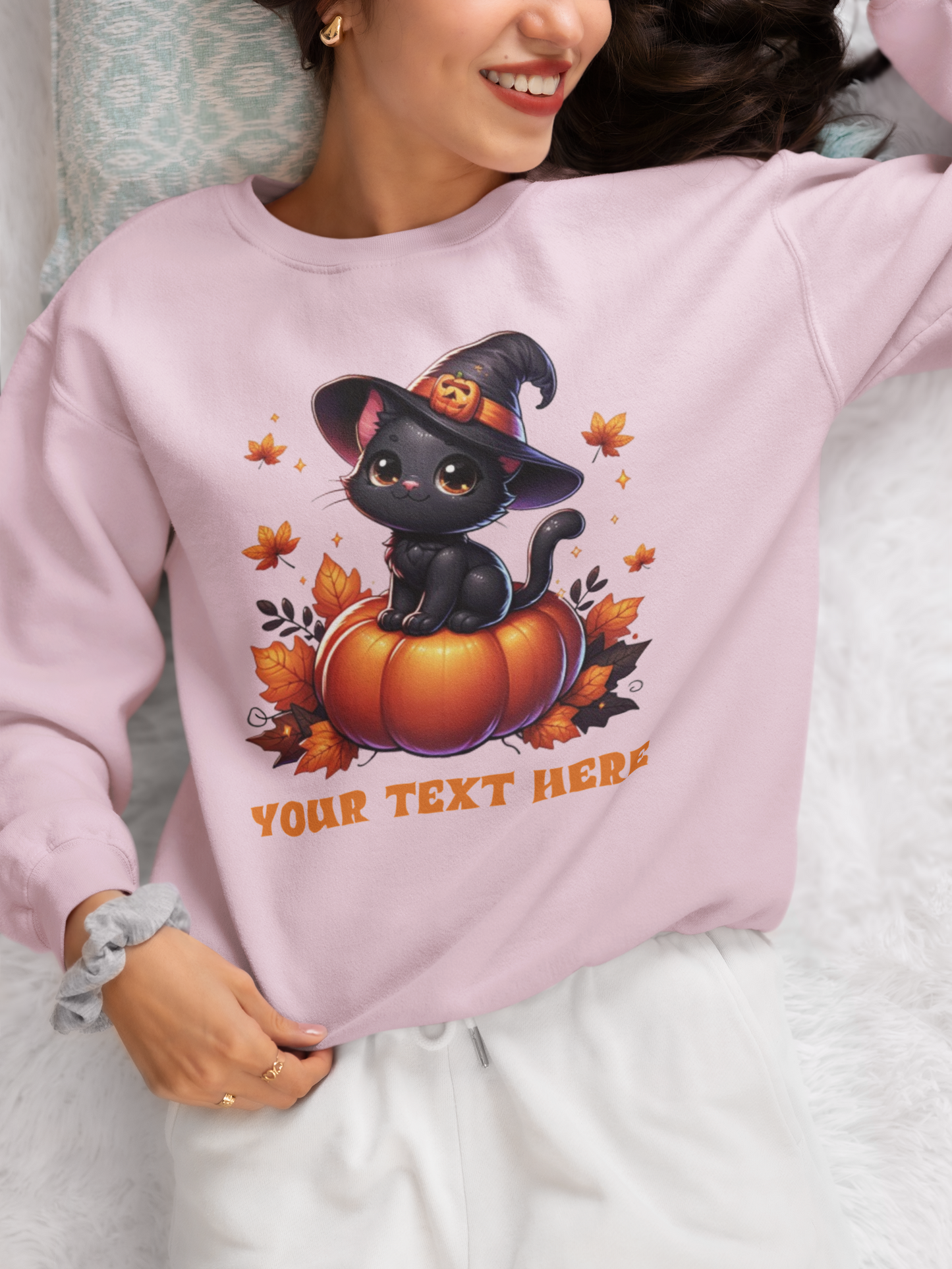 Personalized Halloween Black Cat Sweatshirt