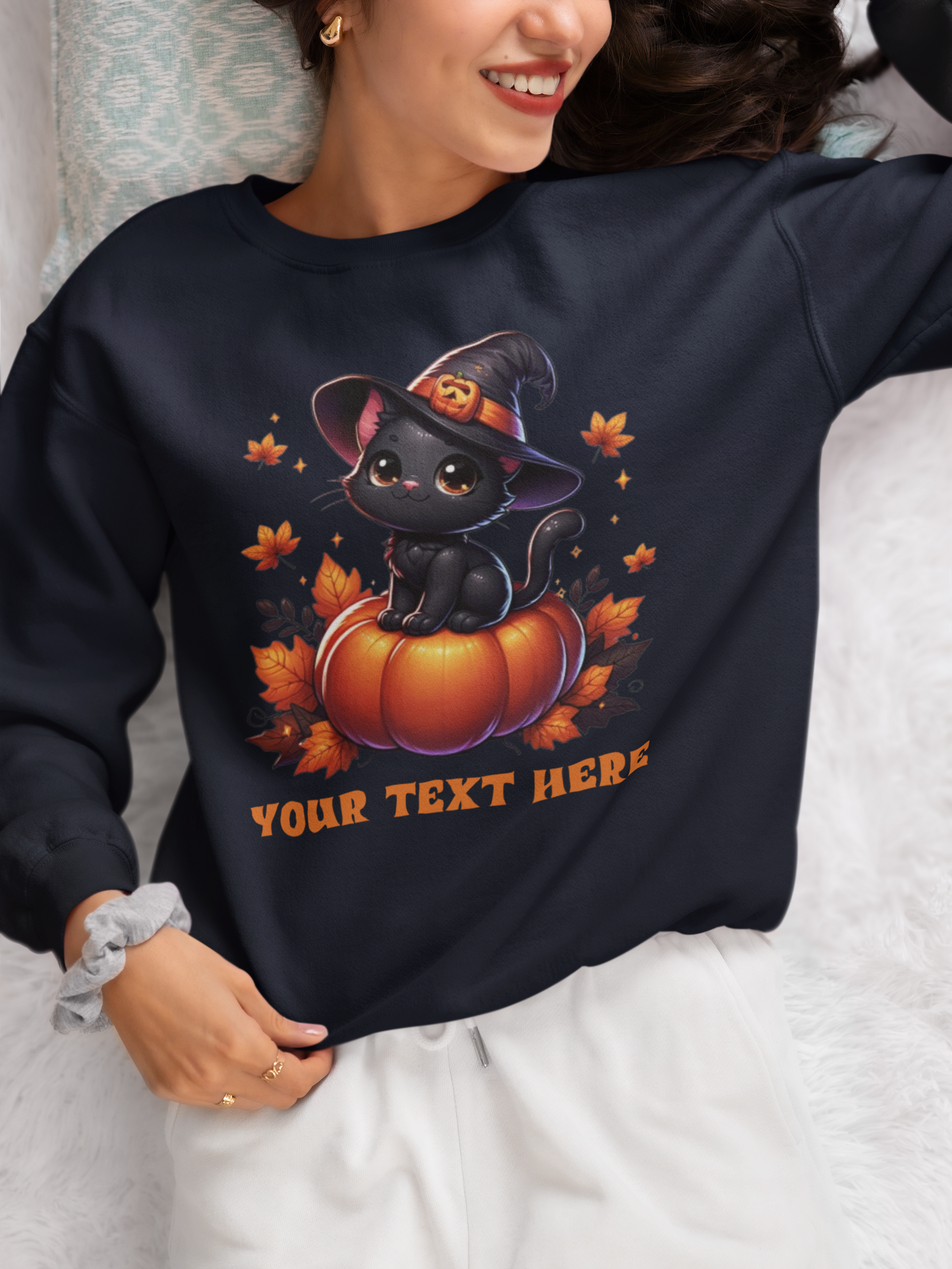 Personalized Halloween Black Cat Sweatshirt