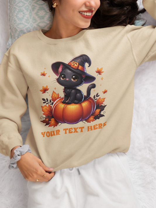 Personalized Halloween Black Cat Sweatshirt