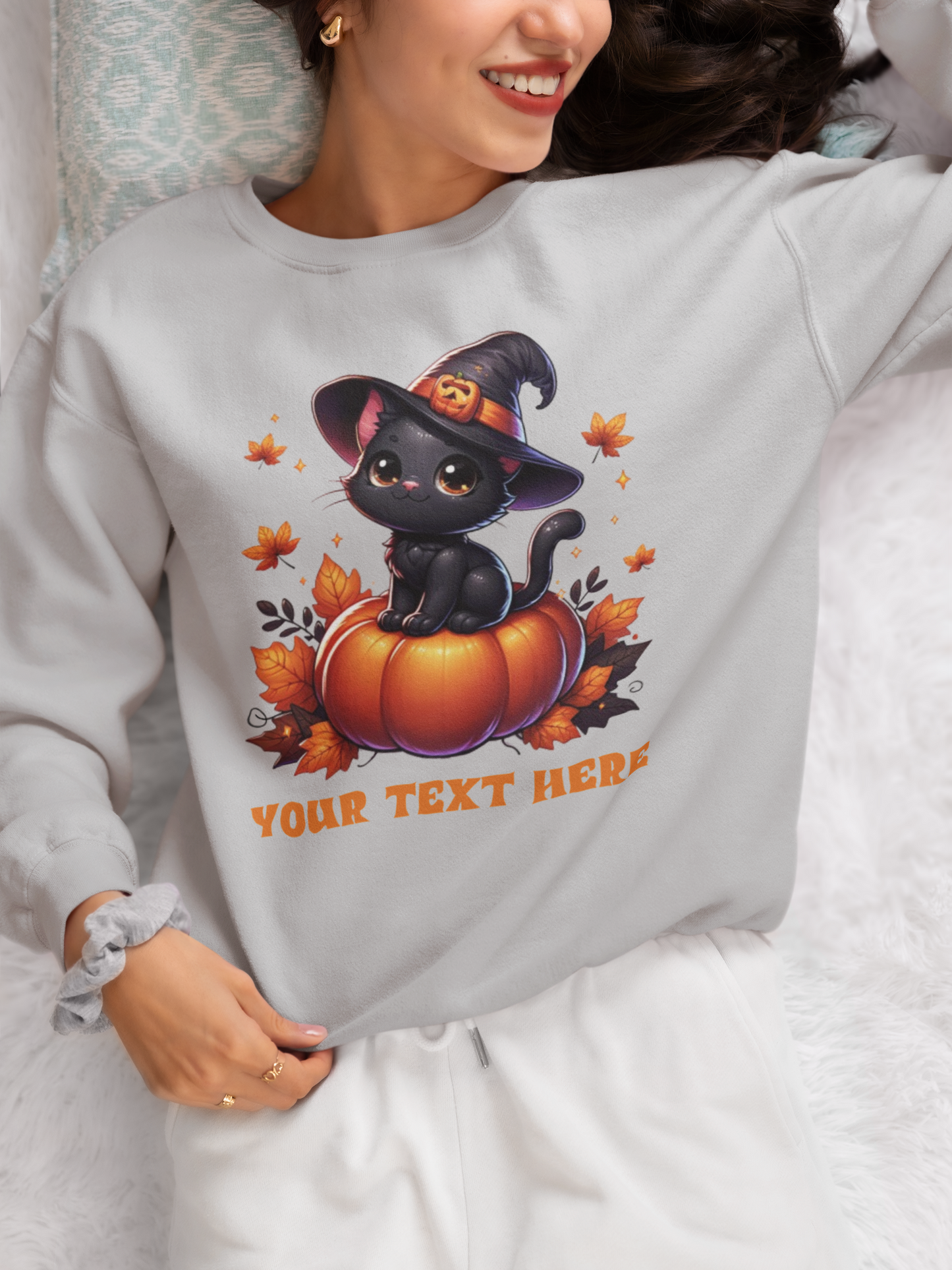 Personalized Halloween Black Cat Sweatshirt