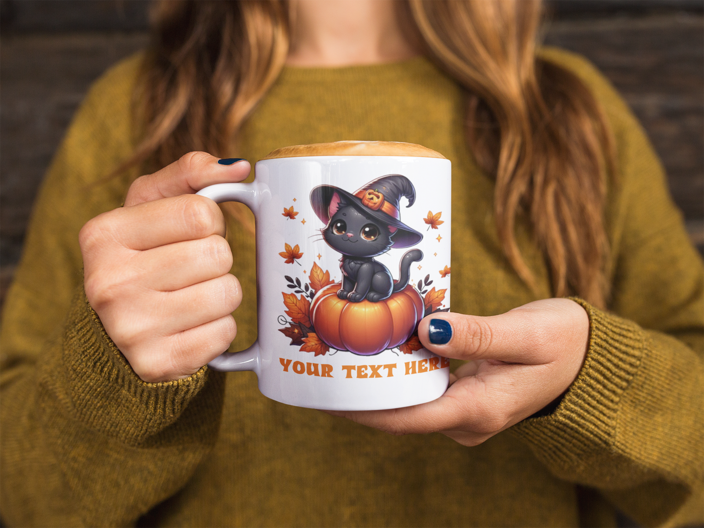 Personalized Halloween Cat Mug,