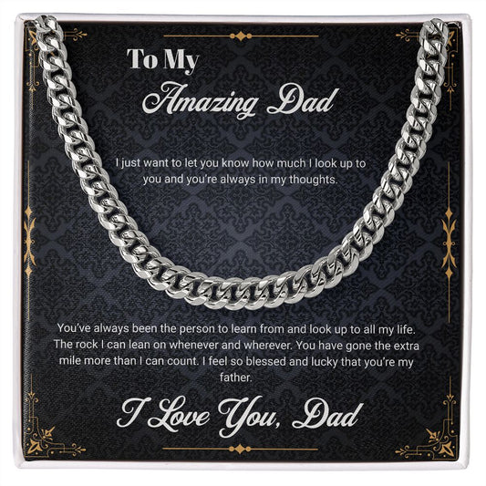 Gift For Dad- Cuban Chain Necklace- You're Always In My Thoughts