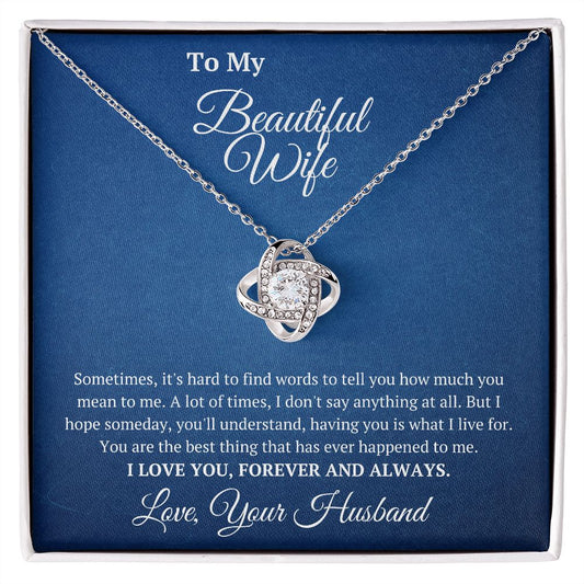 Gift For Wife- Love Knot Necklace- I Love You Forever And Always